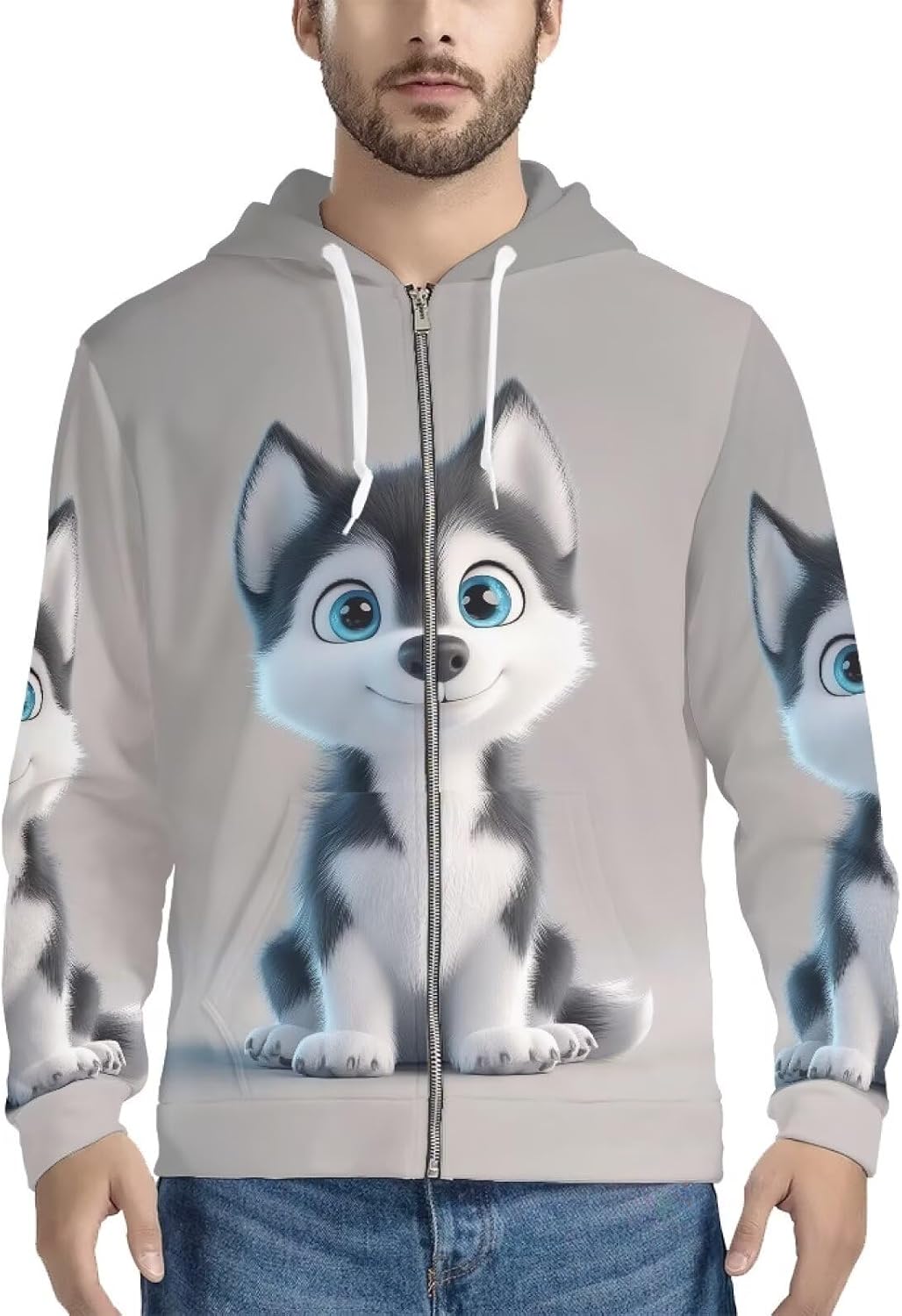 Amzbeauty Men's Stylish Zippered Hoodie Sweatshirt Fashionable Top Comfortable Fit Long Sleeve