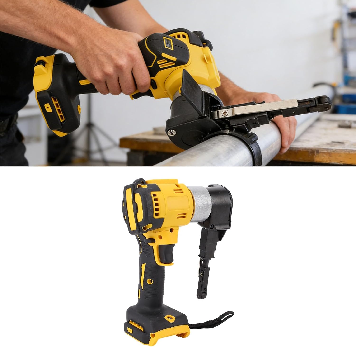 banapoy 700W Cordless Belt Sander, Battery Powered Detail Belt Sander, 360 Adjustable Arm, 0-1700m min, for DCB2XX DCB3XX Battery, Electric Mini File for Wood Metal Plastic