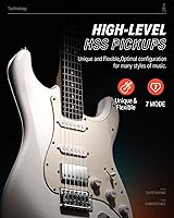 Vista 4 de Donner DST-152 HSS Kit para principiantes de guitarra eléctrica de 39 pulgadas, con bobina de pastilla dividida, con amplificador, bolsa, Blanco