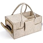 Maliton Baby Diaper Caddy Organizer with Handles, Felt Caddy for Changing Table, Newborn Essentials Bin with Lid