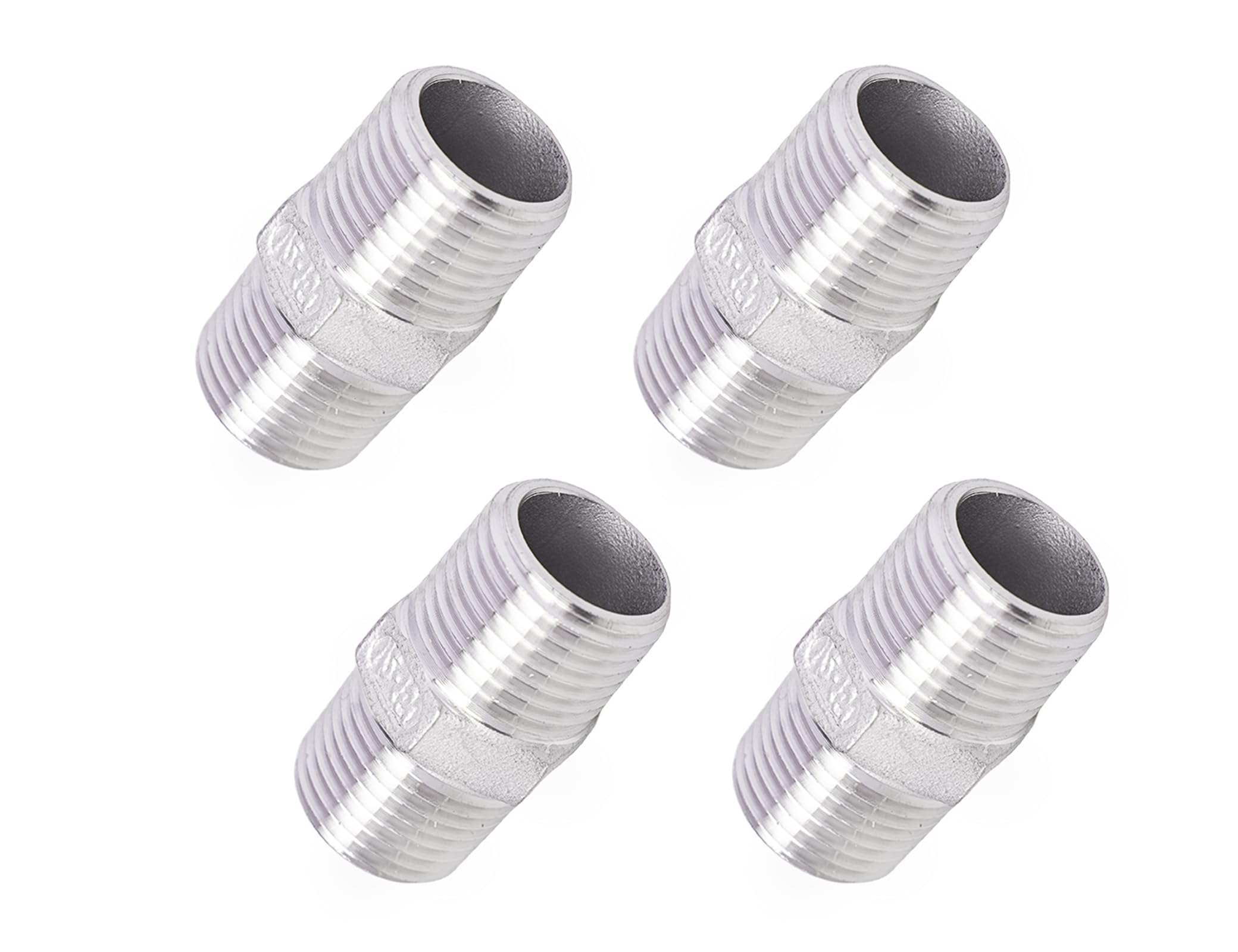 Boquilla hexagonal NPT de 1,27 cm macho para tubos de acero inoxidable 304, kit de 4 piezas
