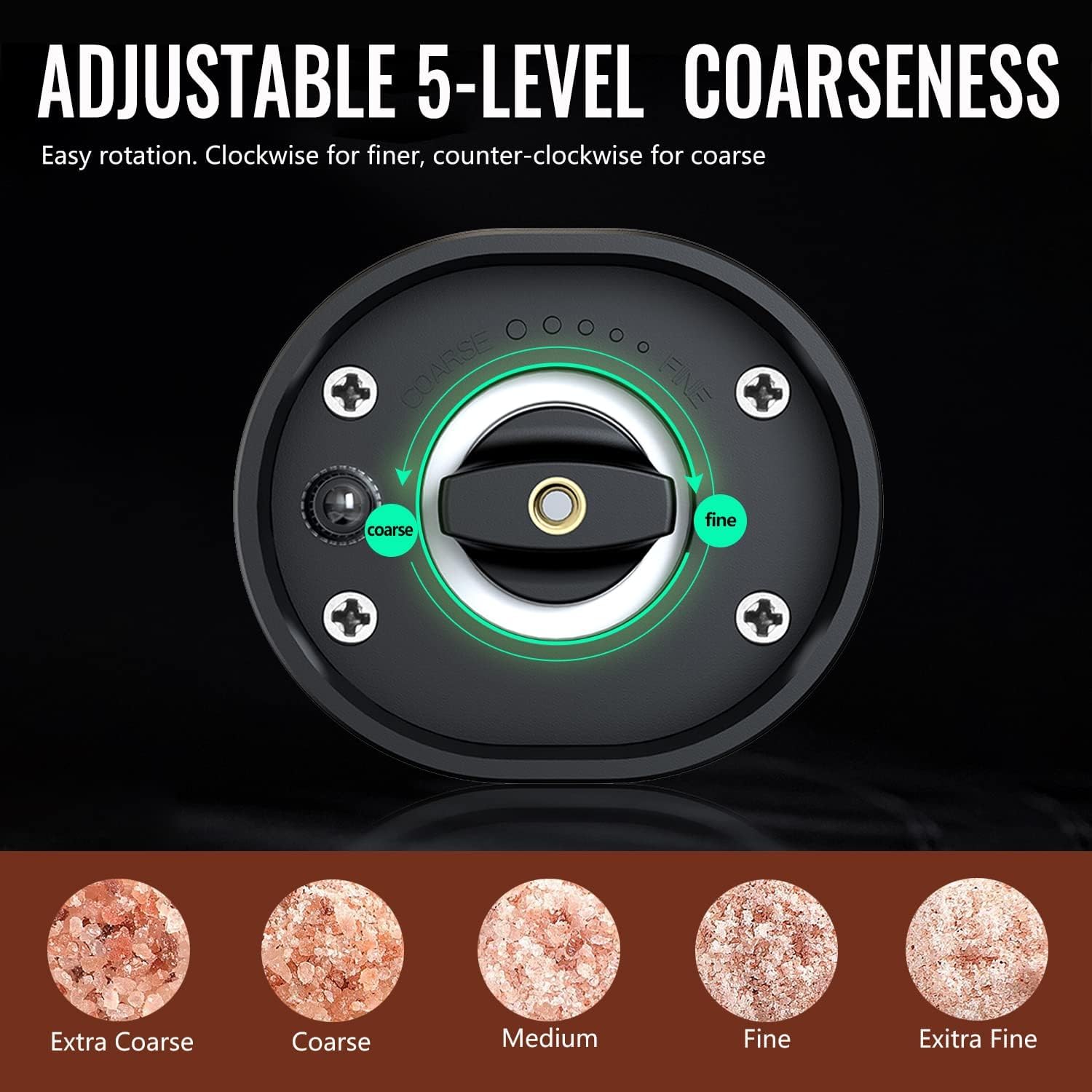 ANNIE Electric Gravity Salt and Pepper Grinder Set Battery-Operated,Automatic Pepper Mill and Salt Grinder with Led Light,Adjustable Coarseness,One Hand Operation 3 71ThKDDoAOL. SL1500