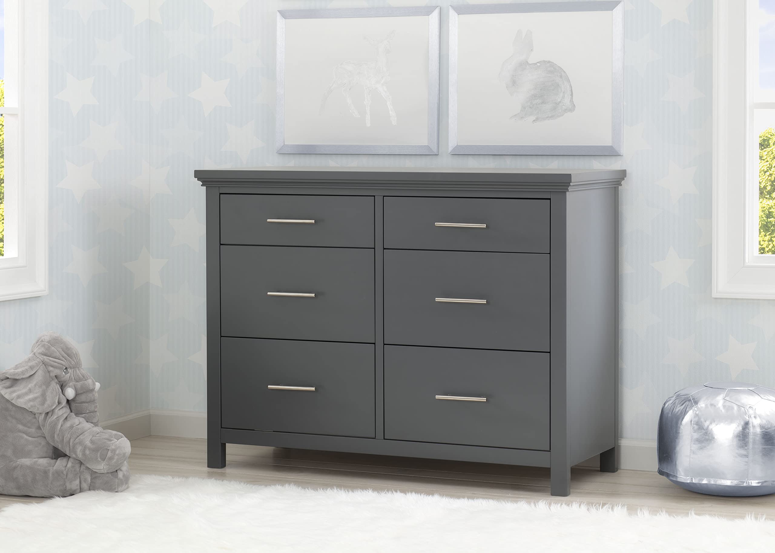 Amazon.com: Delta Children Simmons Kids Avery 6 Drawer Dresser with  Changing Top, Fully Assembled, Greenguard Gold Certified, Charcoal Grey :  Baby