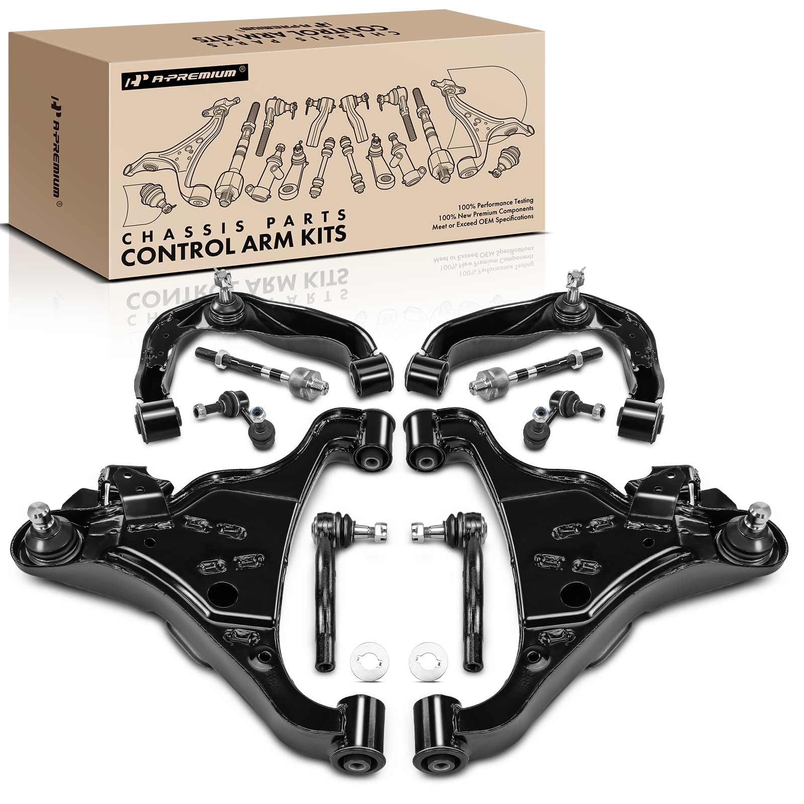 A-Premium Set of 10, Front Upper Lower Control Arm, Sway Bar Link, Inner Outer Tie Rod End, Compatible with Nissan Frontier 2005-2018, Pathfinder 2005-2012, Xterra 2005-2015