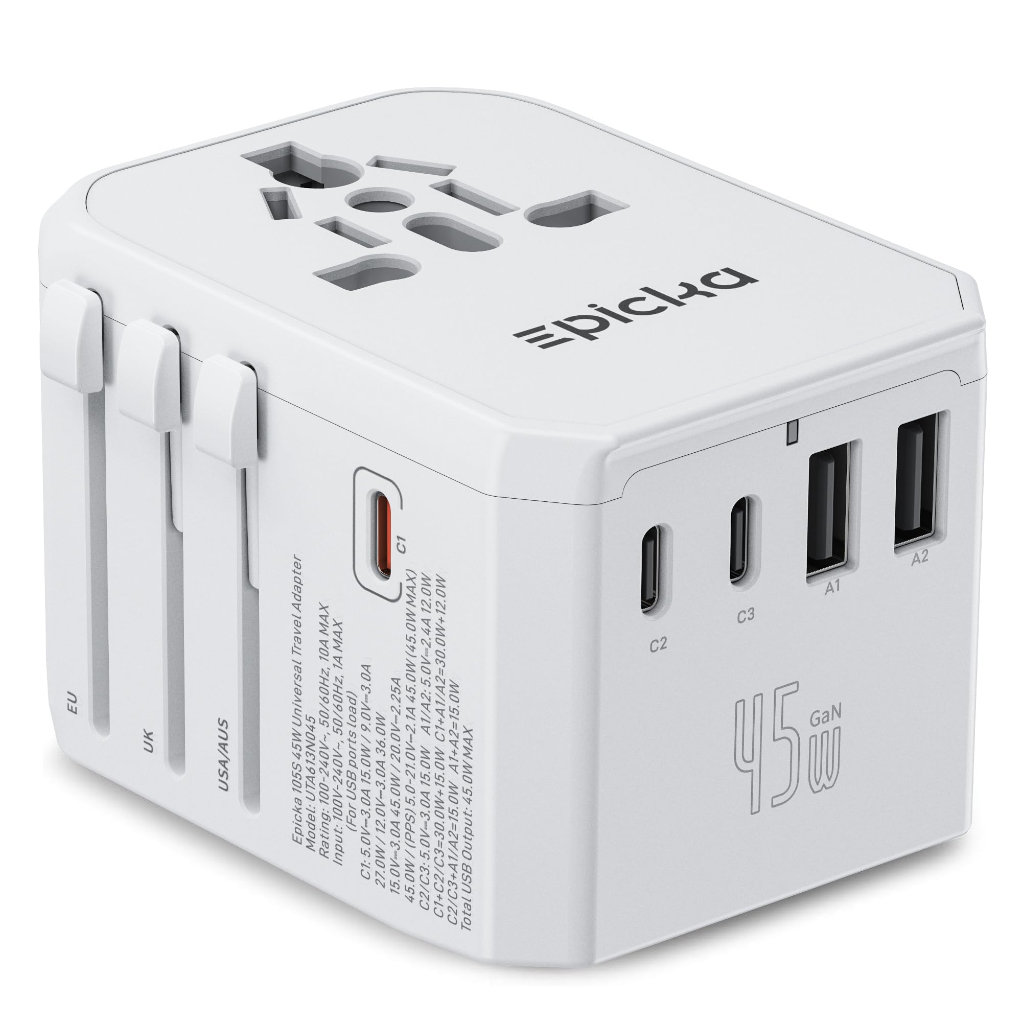 EPICKA Universal Travel Adapter GaN 45W