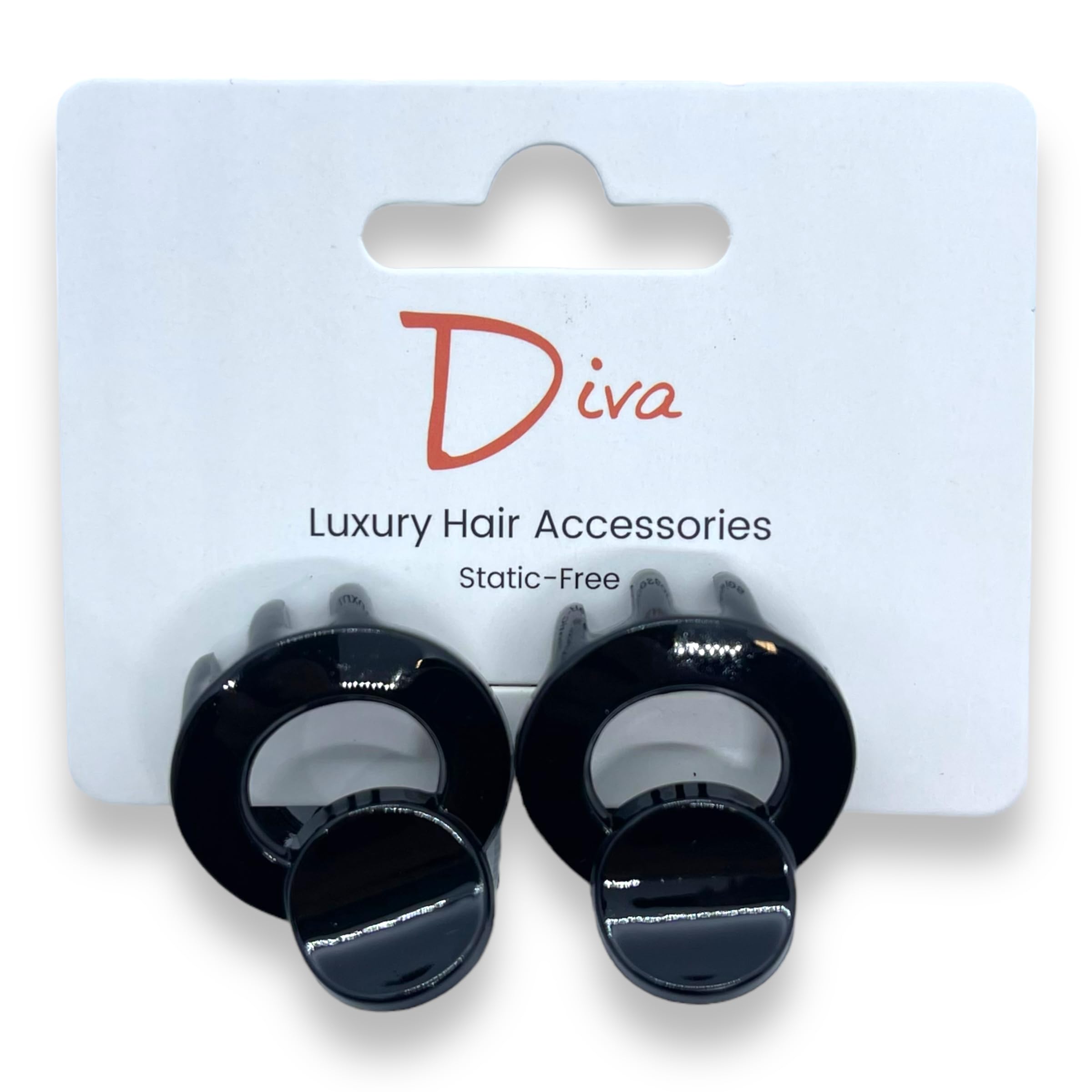 Diva Open Round Elegant & Premium Hair Claw Clip, Black