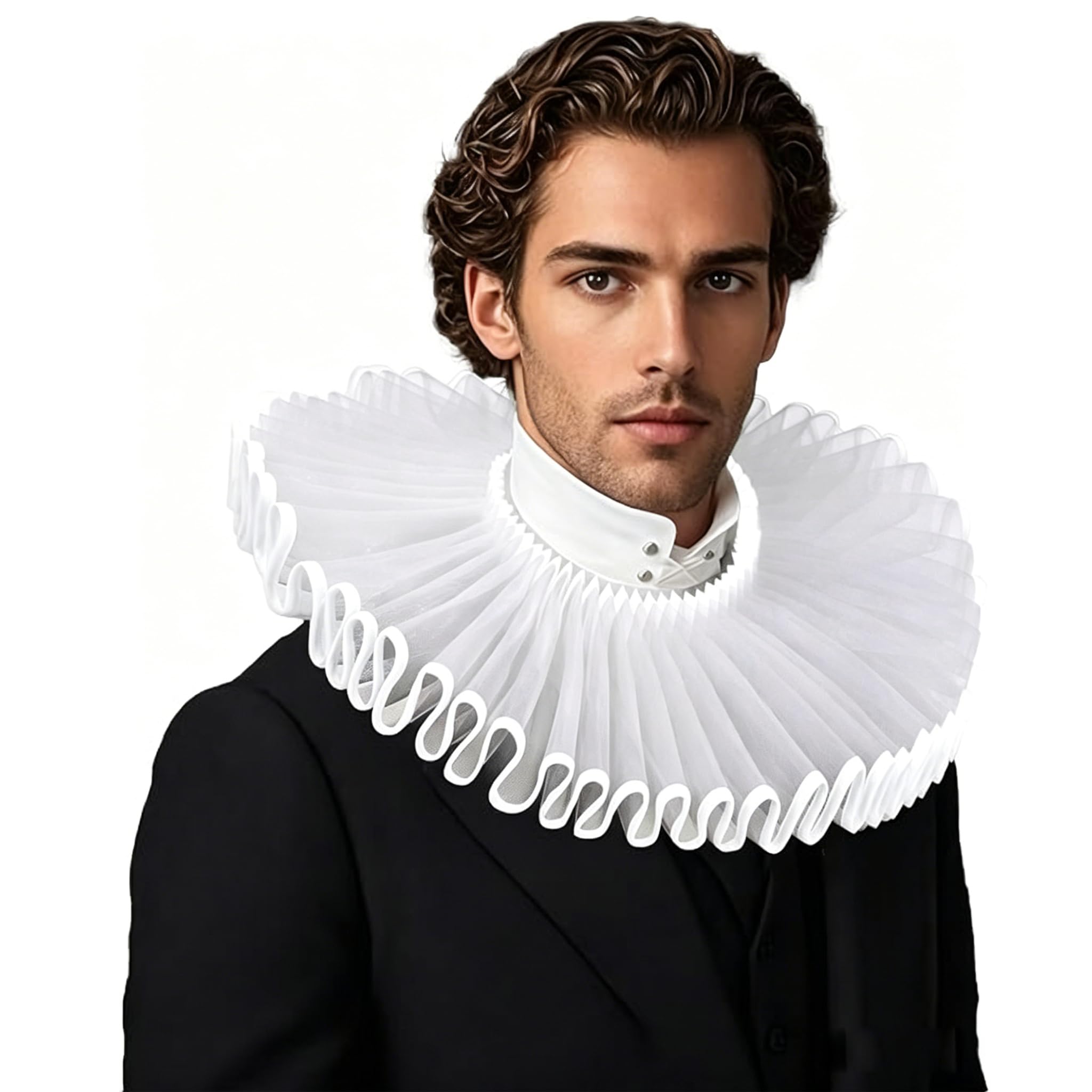OhMill Elizabethan Ruff Collar Clown Ruffle Collar Renaissance Tulle Collars Neck Ruffled Collars Victorian Neck Costume โ image 1