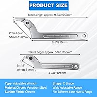 Vista 2 de Wadoy Herramienta de Llave de Gancho Ajustable en C, Cromo Vanadio 3/4-2"(19-51mm)+2-4 3/4"(51-121mm) Juego de Llaves - Utilizada para Apretar