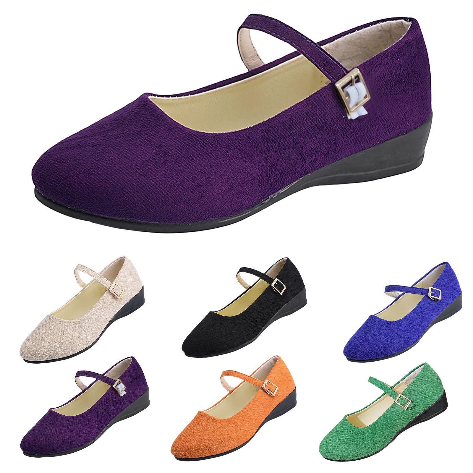 Mary Jane - Zapatos planos para mujer, diseño de rayas, ante