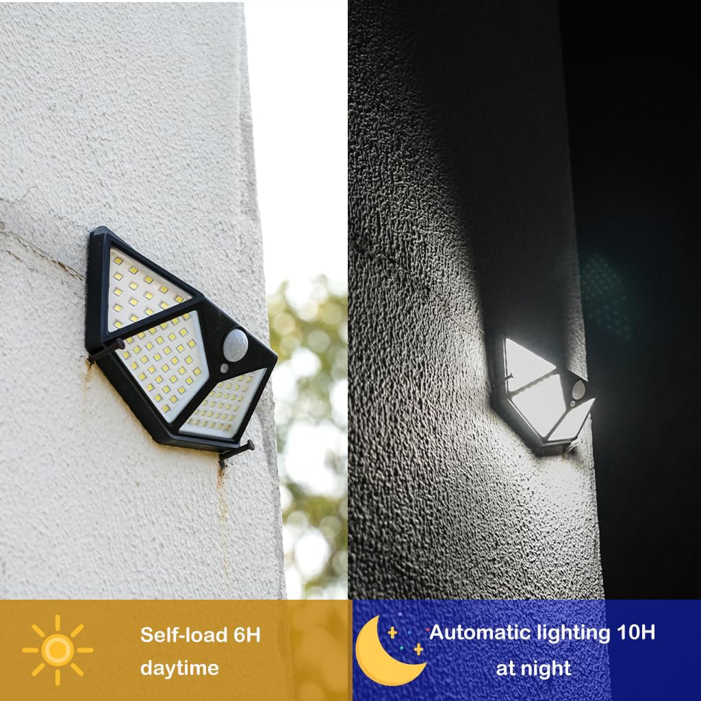 Hqynss 100 LED Solar Security Lights Outdoor, 4 Pack 800mAh - Image 2