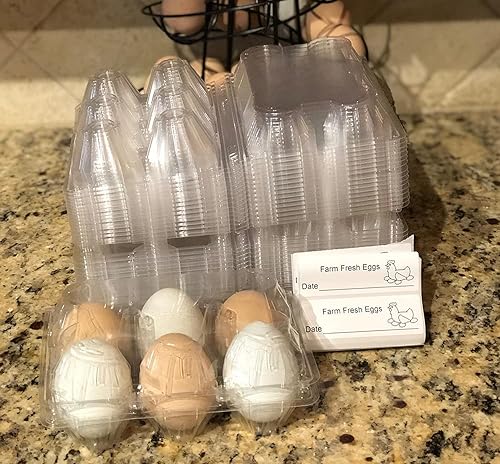 Miniatura 3 de HOIGON Paquete de 120 cajas de huevos de plástico transparente para 6 huevos, media docena de cartones de huevos con tapa, cartón de huevos vacíos
