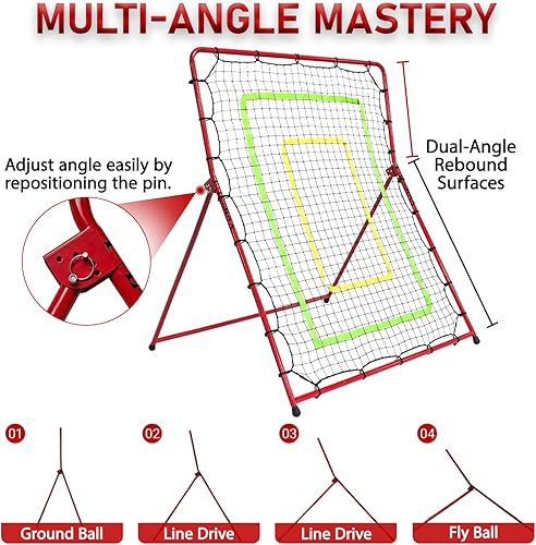 Miniatura 5 de Red de rebote de voleibol 2 en 1 red de rebote convertible de 7 x 3.5 pies y red de rebote de 5.5 x 4.5 pies para béisbol, sóftbol, voleibol,