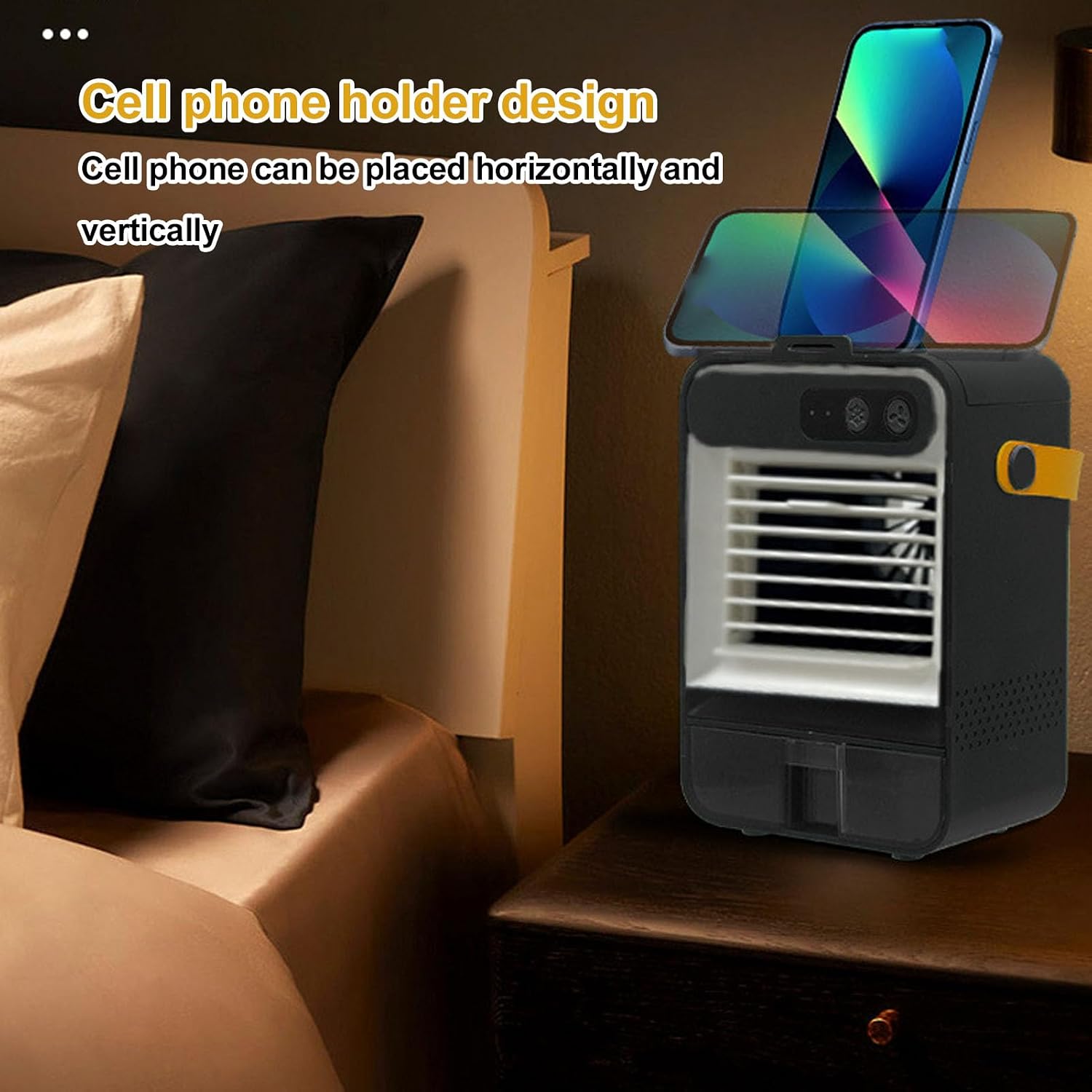 TOPINCN Portable Air Conditioner, Mini Air Cooler Desk Fan, Personal Evaporative Air Cooler with 3 Speeds & 100ml Water Tank & Drawer & Makeup Mirror for Home Office Bedroom (Black)