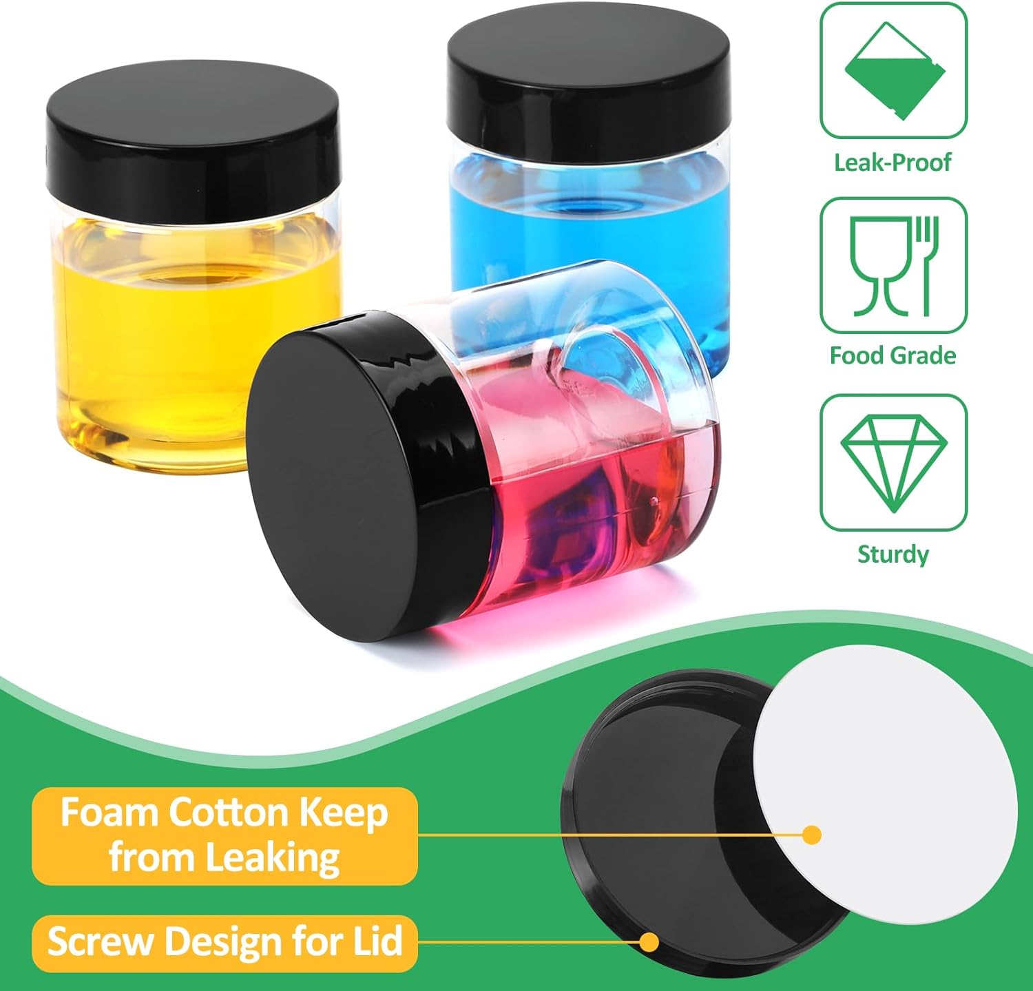 Eupako 48 Pack Plastic Jars with Lids 4 OZ - Empty Clear Cosmetics Containers with Pen and Labels, Round Small Plastic Jars with Screw On Lids for Slime, Makeup, Butter, Cream, Lotion, Pot, Dry Food