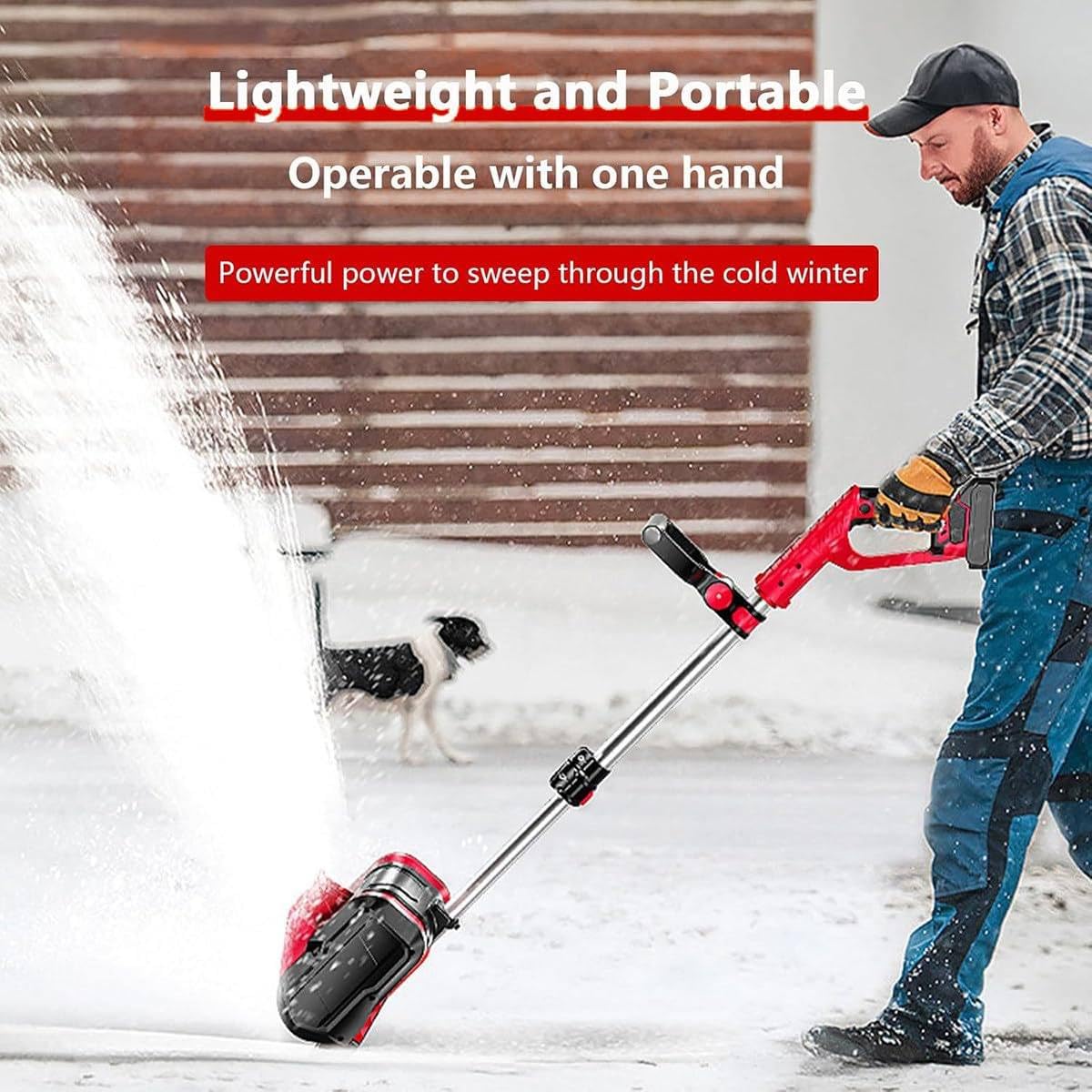 Pala da Neve Senza Fili, spazzaneve Elettrico a Batteria da 20 V, spazzaneve con direzione Regolabile, Batteria da 4,0 Ah e Caricabatterie rapido Inclusi, B