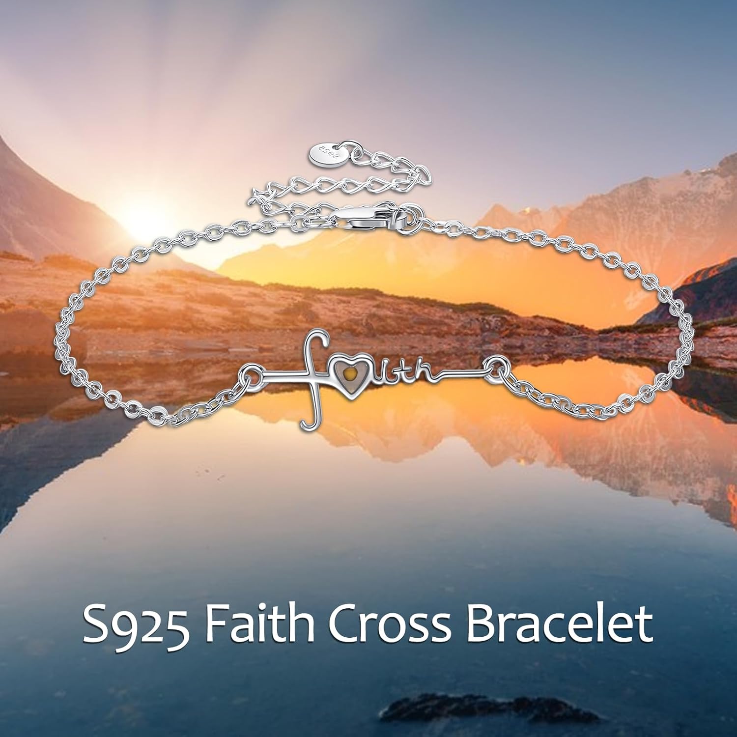 VONALA Faith Cross Bracelet 925 Sterling Silver Mustard Seed Jewelry Faith Hope Love Bracelet Christian Jewelry for Women - Image 2