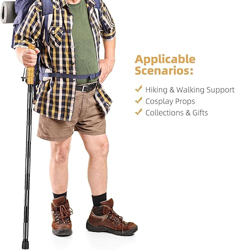 Miniatura 6 de aiGear Tactical Hiking Stick, 53-Inch Trekking Poles with Black Myth Wukong Handle Extension, Durable Aluminum Alloy Walking Stick, Ruyi Jingu Bang