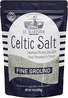 Le Marinier Celtic Salt Fine Ground, 1.1lb - 18oz. +82 Minerals Unrefined French Sea Salt 100% Natural, Hand Harvested Min...