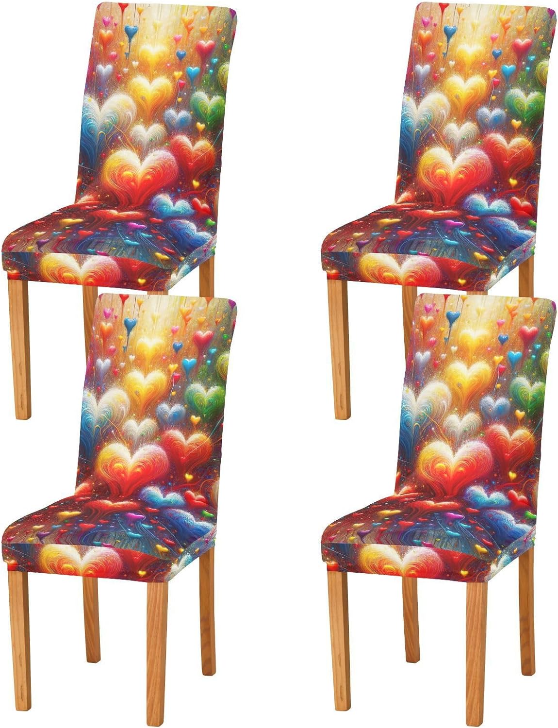 ODAWA Multi Loves Chair Cover Set of 2, Dining Room Chair Slipcovers for Evening Party Dresses