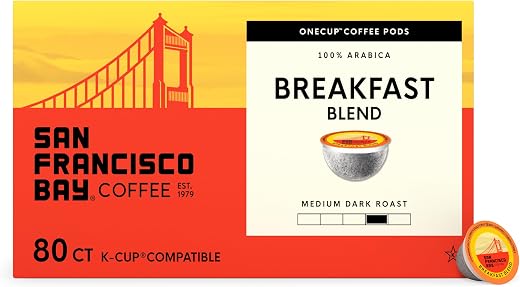 San Francisco Bay Compostable Coffee Pods - Breakfast Blend (80 Ct) K Cup Compatible including Keurig 2.0, Medium Roast