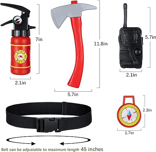 Miniatura 3 de Disfraz de bombero para niños con accesorios completos para niños y niñas, cumpleaños, Halloween, fiesta