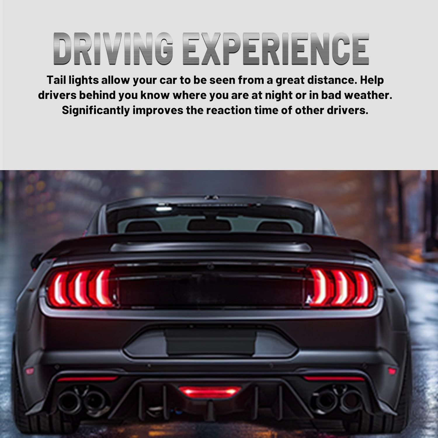 HECASA Full LED Tail Light Pair Compatible with 2015-2023 Ford Mustang [For US Model] Replacement for FO2800238 FO2801238 Rear Lamp w/Sequential LED Tube Driver&Passenger Side Smoke Lens Black Housing