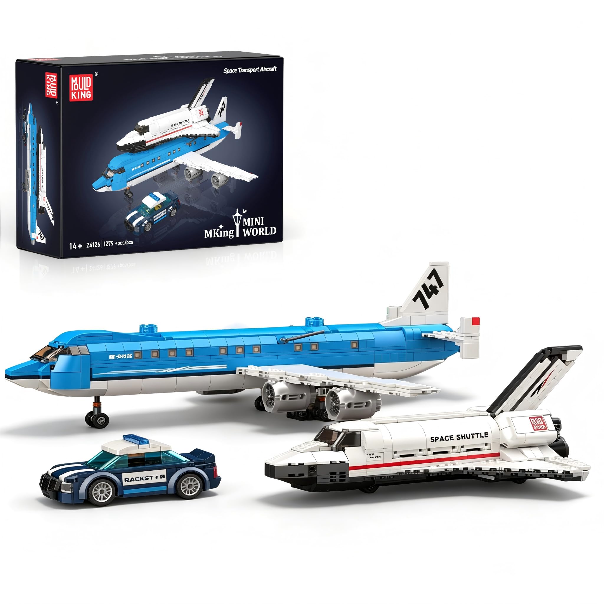 Mould King City Flugzeug Spielzeug Bausatz, 1279 PCS Flugzeug Modell mit Polizei Auto, Classic Flughafen Klemmbausteine für Erwachsene ab 14 Jahren