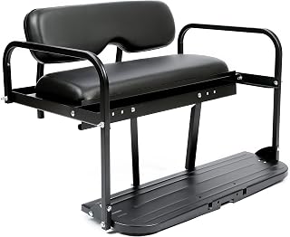Rear Back Seat Kit Compatible with Pre-1994 EZGO Marathon Flip Folding Steel Frame Leather Seat Black