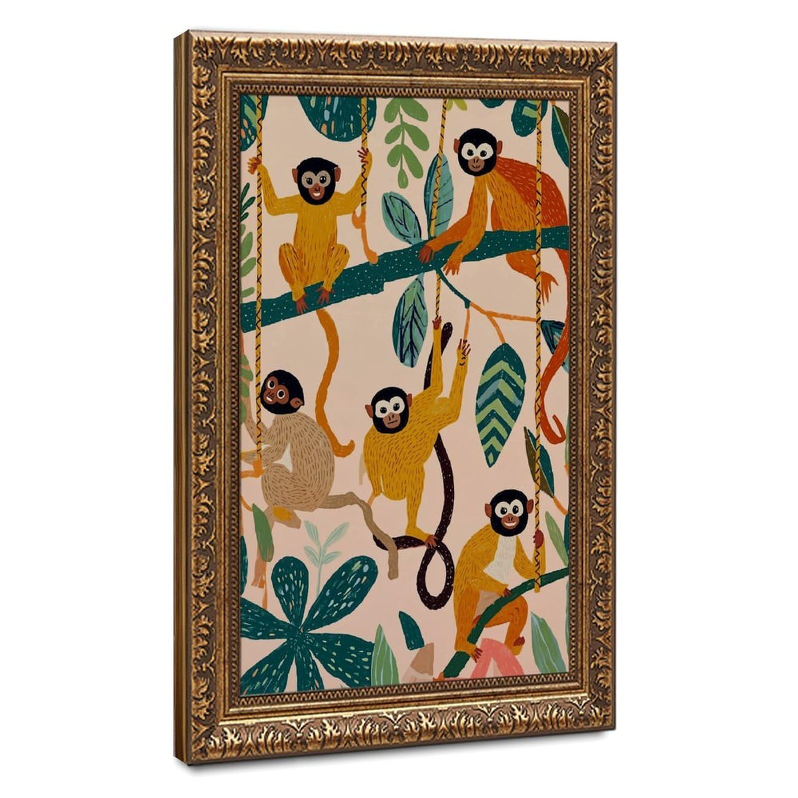 DFHJL Monkeys Swinging On Jungle Vines Poster Canvas Poster for Bedroom Decor Gift