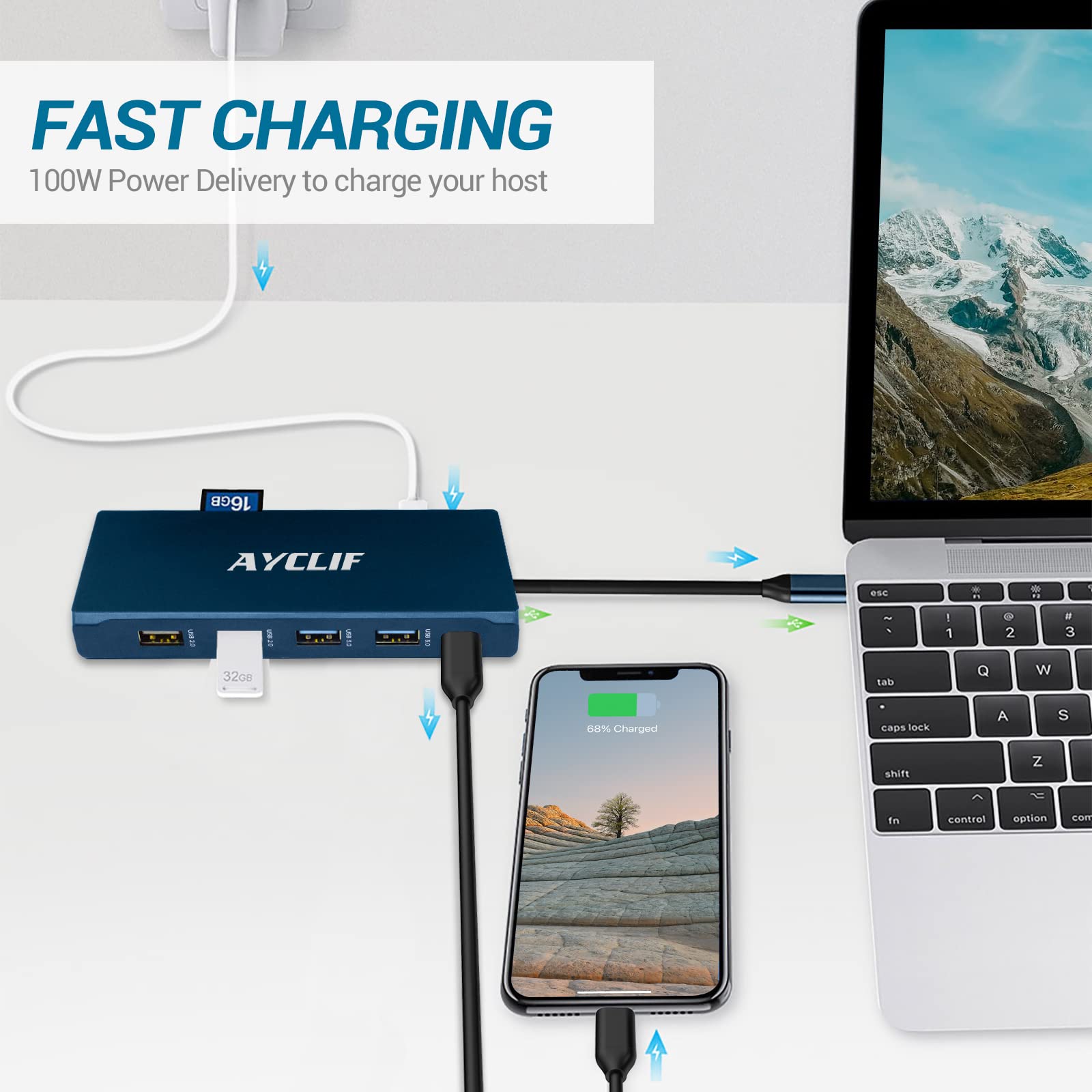 12 in 1 USB C Hub, USB C Docking Station Triple Display 4K DP/2*HDMI (5 Gbps USB A/C 3.0,1G Ethernet, PD 100W, 3,5 mm MIC, SD/TF), Adattatore MacBook Pro/Air USB C per Dell, HP, Lenovo