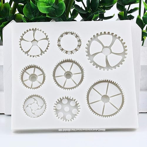 Miniatura 4 de Moldes de fondant, moldes de silicona con forma de neumático de rueda, moldes de chocolate para fondant para decoración de pasteles (gris claro)