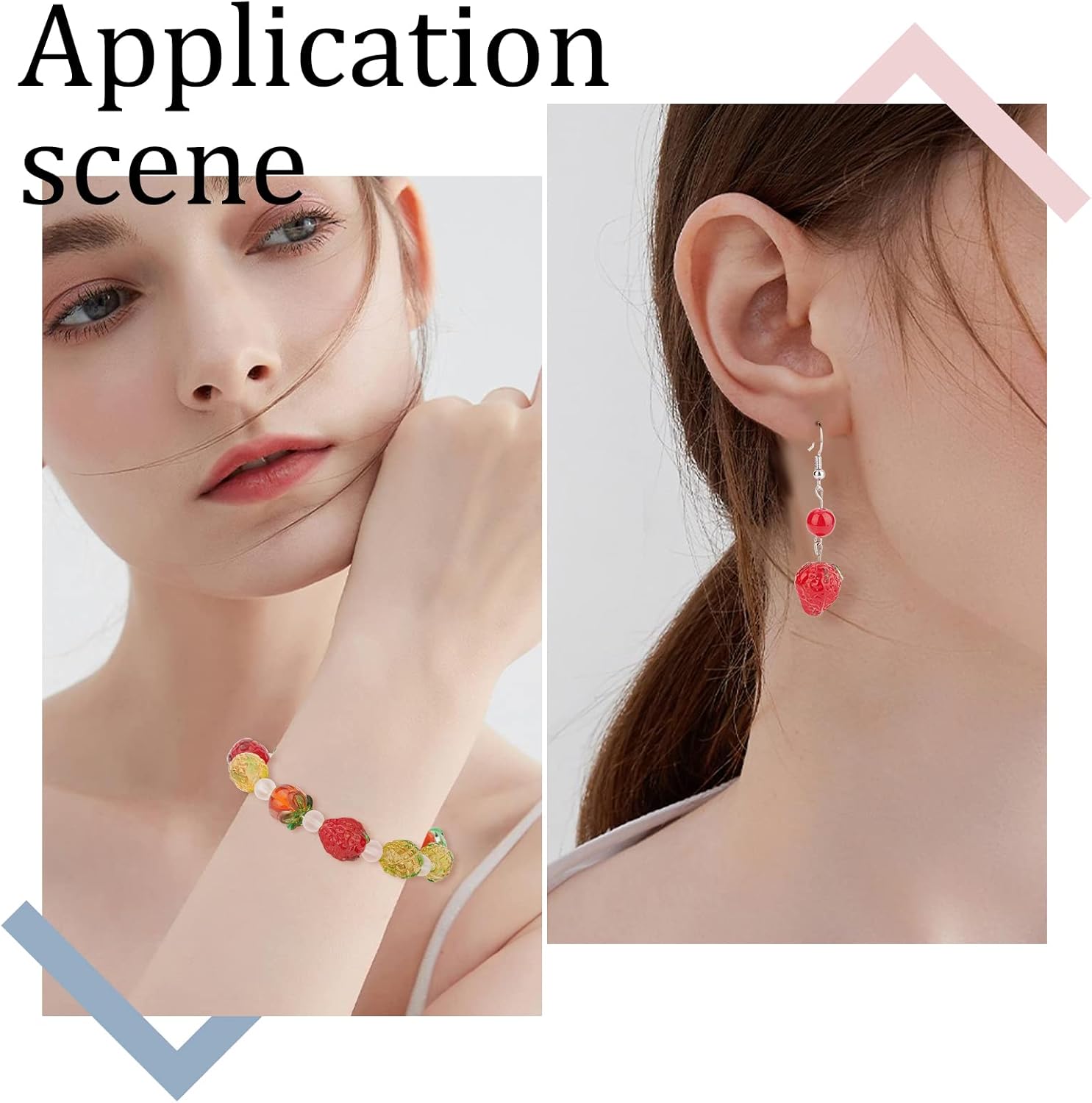 BENECREAT 30Pcs 3 Styles Fruit Handmade Lampwork Glass Beads, Pineapple Strawberry Persimmon Crystal Loose Beads for DIY Craft Bracelets Necklace Jewellery Making - Image 6