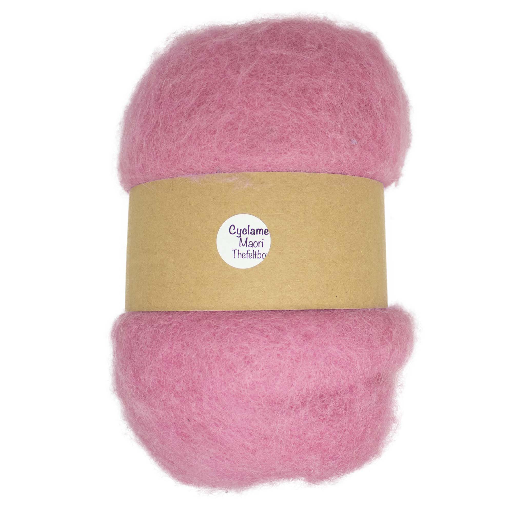 Needle Felting Wool 100g - Carded Batt for Needle & Wet Felting, Core & Finish - Maori DHG - Cyclamen