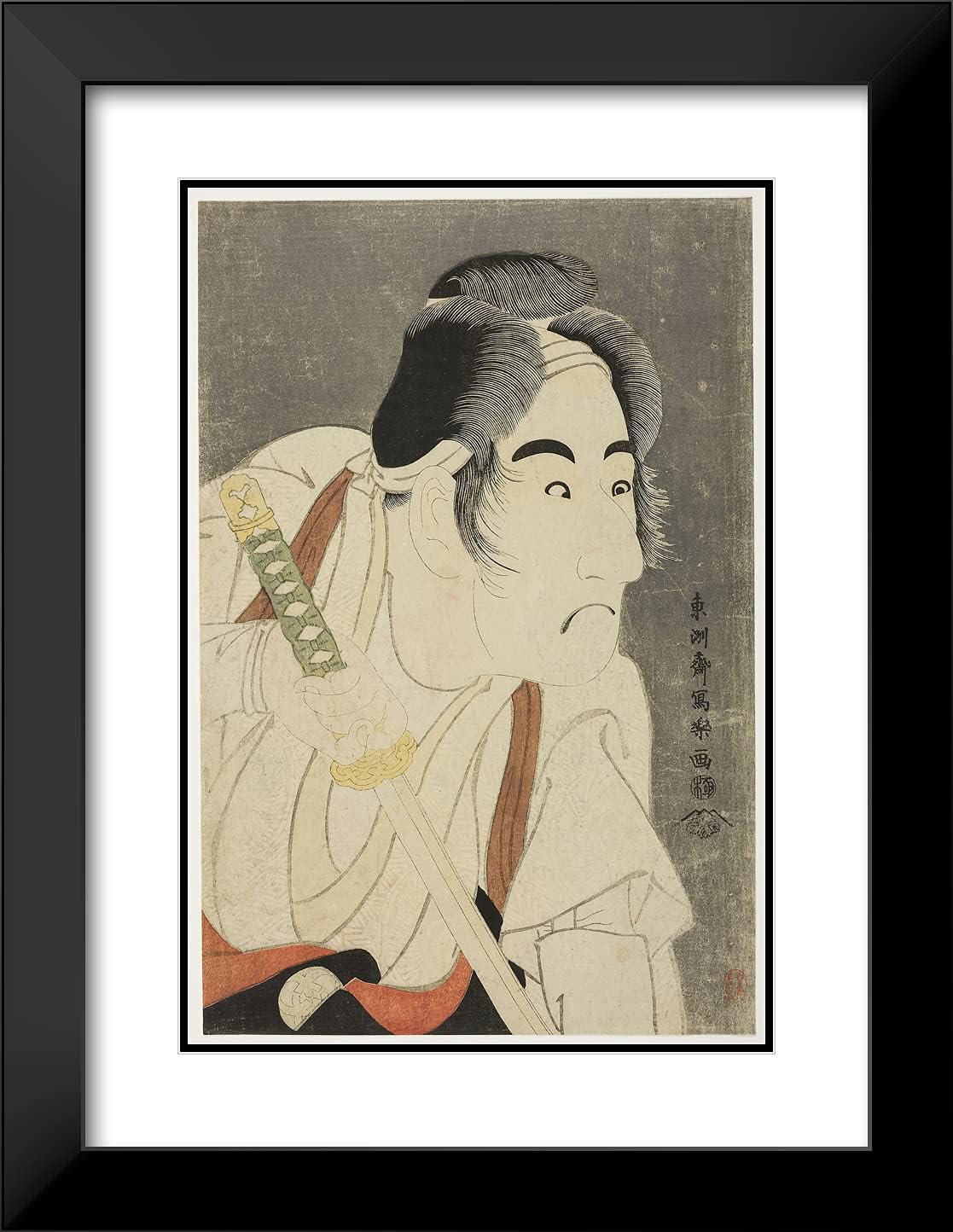ArtDirect Toshusai Sharaku 19x24 Black Modern Framed and Double Matted Art Print Titled The Actor Bando Mitsugoro II as Ishii Genzo