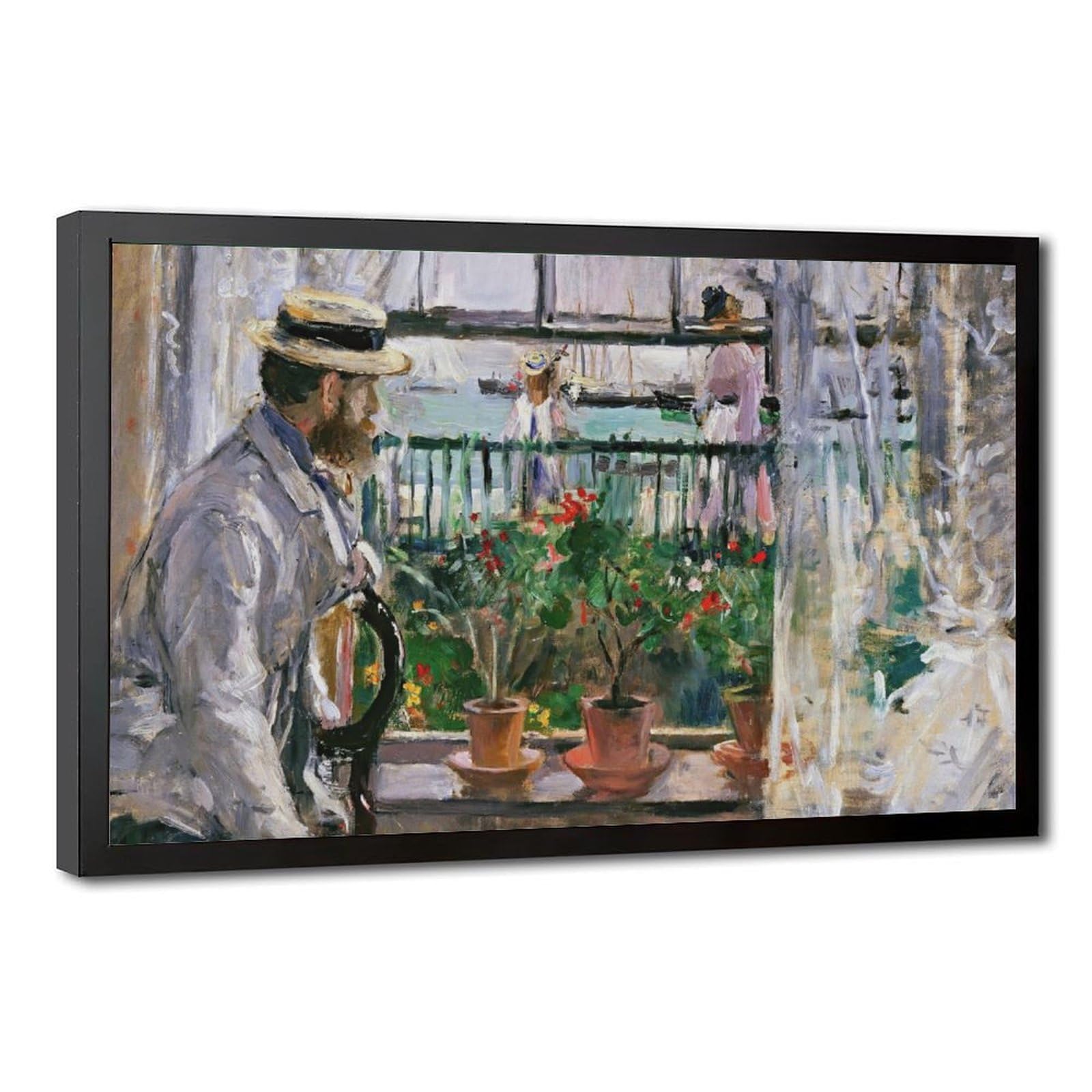 WCYB Stretched Canvas Eugene Manet on Isle of Wight by Berthe Morisot Modernism Prints Posters Canvas Deco Paintings Wall Art For Office Living Room Hangab