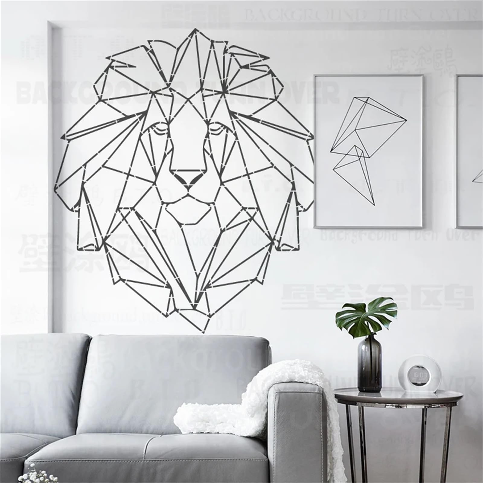 Szablony do malowania Szablony do malowania ścian Wiele rozmiarów Lion Line Art Liniowy Trójkątny Geometryczny(L 60cmX68cm - B)