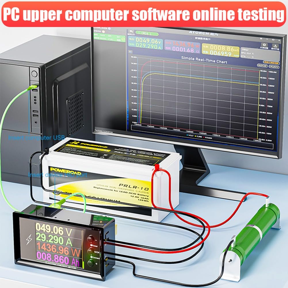 Probador de Baterías de Litio Digital Inteligente Tuya CW20 420V WiFi: Detección de Capacidad, Voltaje CC, Corriente, Potencia y Medidor de Culombios (300 A).