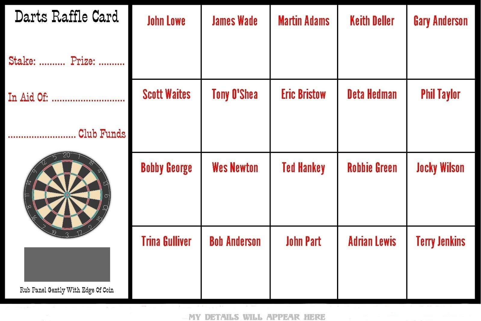10 Darts Fundraising Raffle Cards (20 Teams)