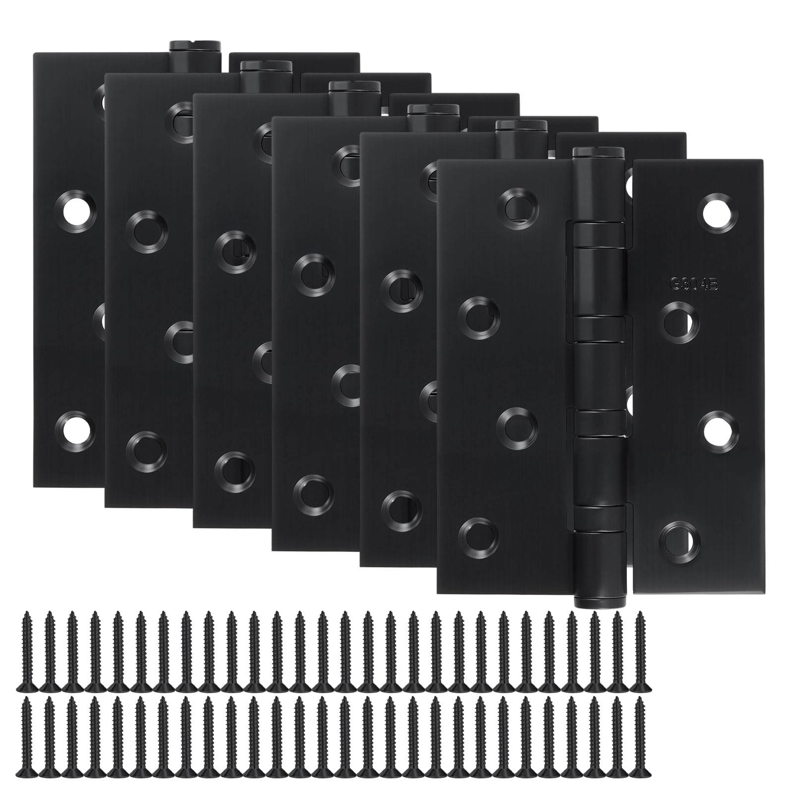 JIAYUET 6 PCS 4 Inch Stainless Steel Door Hinges, 100mm Heavy Duty Ball Bearing Internal Hinges with Screws for Wooden Doors