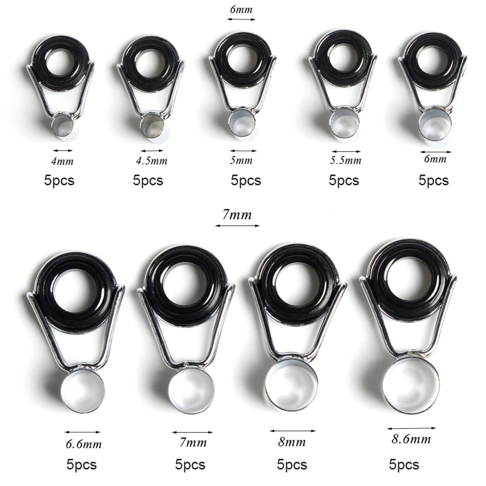 Angelrutenführungsring, Edelstahl Keramik Leichtgewichtig Tragbare 45 teilige Angelrute Ring Set von 9 Größen, Perfekter Ersatz für Angelrute