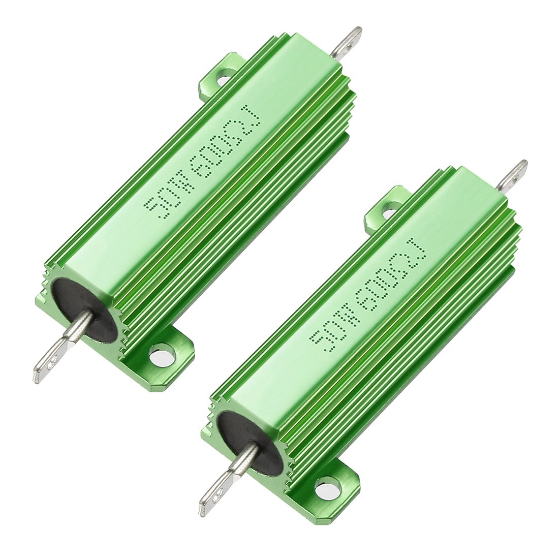 uxcell 50W 600 Ohm 5% Aluminum Housing Resistor Screw Tap Chassis Mounted Aluminum Case Wirewound Resistor Load Resistors Green 2 Pcs