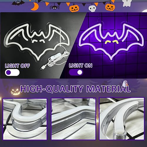 Miniatura 3 de Letreros de neón de fantasma de Halloween, decoración de Halloween, letrero de luz LED de neón para decoración de pared de ventana de dormitorio,