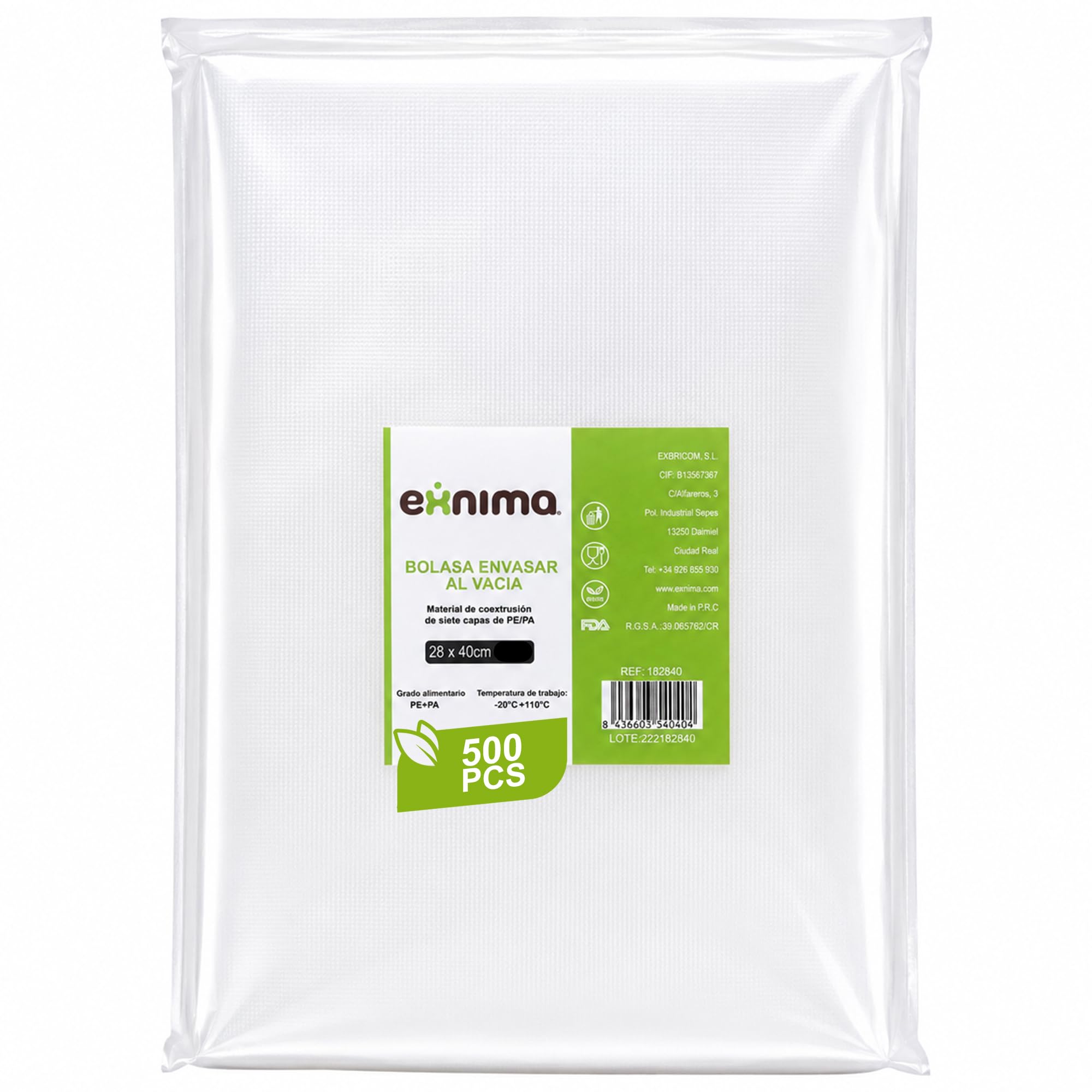 Bolsa Gofrada Envasado al Vacío, 50, 200, 500 o 800 und 28x40cm Bolsas para Envasar al Vacío, Conservación de Alimentos, Bolsas de plástico Precortadas para comida, BPA Free