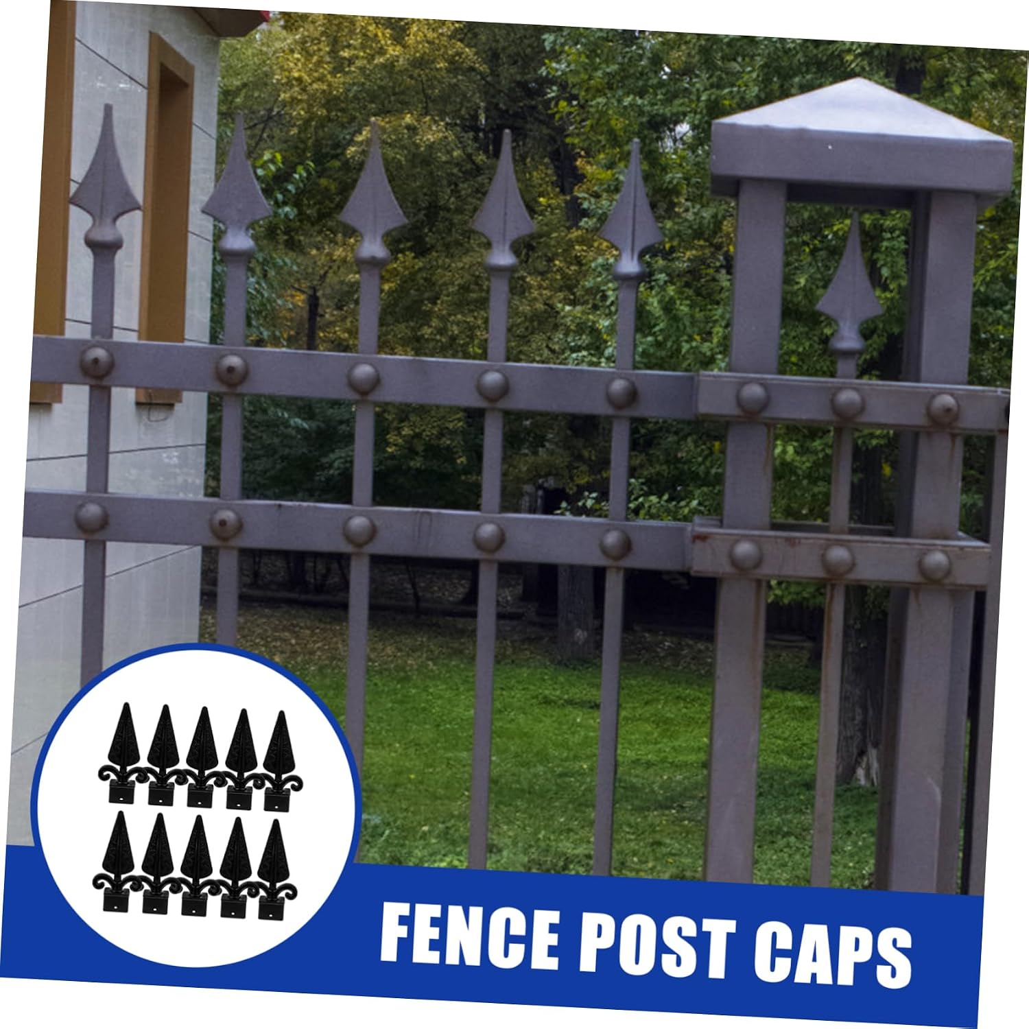Fence Post Caps 10-Pack Plastic Post Covers Outdoor Decorative Protective Guardrail Accessories for Yard Garden Decks 4.52X2.36X1.18In