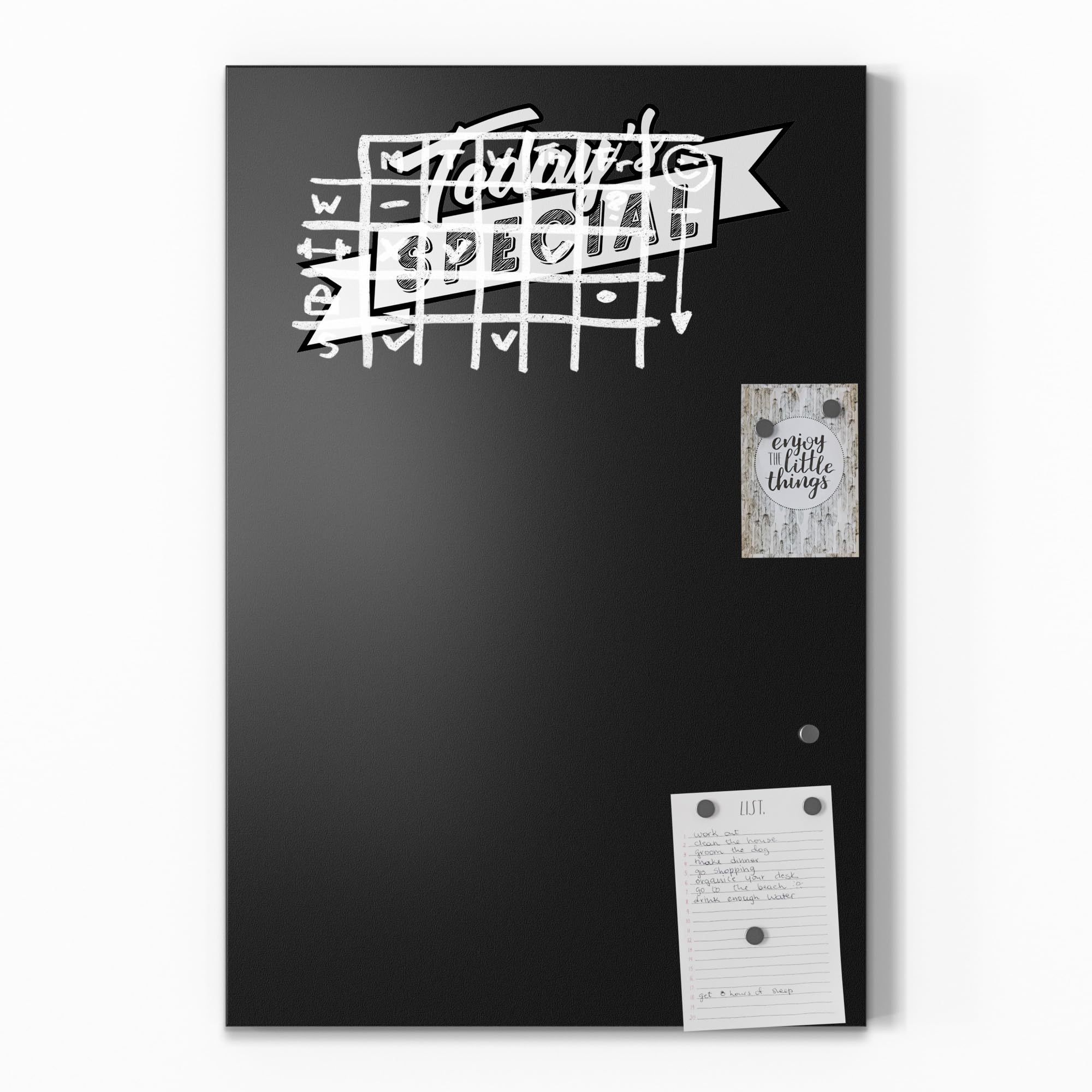 DEQORI Magnetische Kreidetafel mit UV-Druck | Motiv Tafelangebot Retro | Design rechteckig 40x60 cm | Kreide Metalltafel beschreibbar – Wanddeko für Küche, Flur, Kinderzimmer & Büro