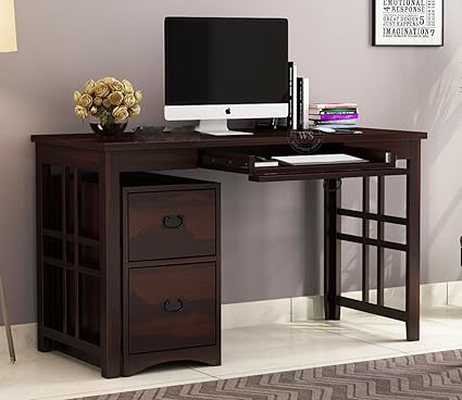 AMBICA WOODMART Wooden Study Table for Adults| Work from Home Computer/Laptop Writing Desk with Drawer & Shelf Storage| Solid Wood Sheesham, (Office Desk 6)