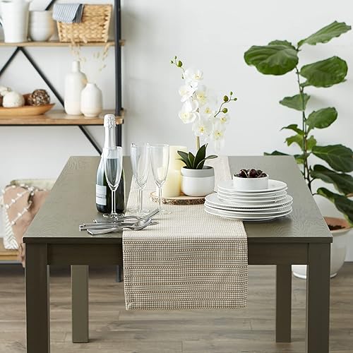 Miniatura 3 de DII Farmhouse Gingham, colección de mesa a cuadros, camino de mesa, 14x72, piedra