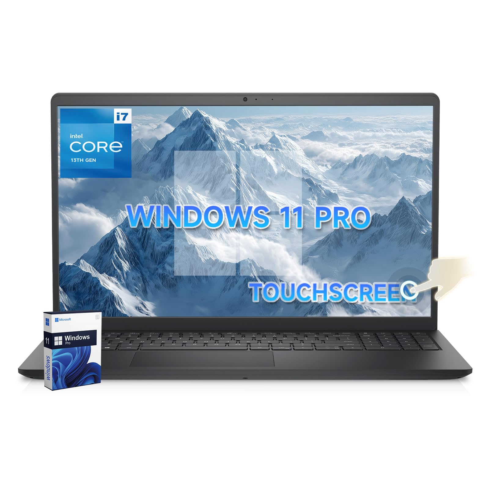 Dell 15 Touchscreen Laptop DC15250 for Business, Intel 10-Core i7-1355U, Windows 11 Pro, 15.6'' FHD Anti-Glare Display, 20 GB RAM, 1 TB SSD, Copilot AI, Webcam, Wi-Fi 6, Black