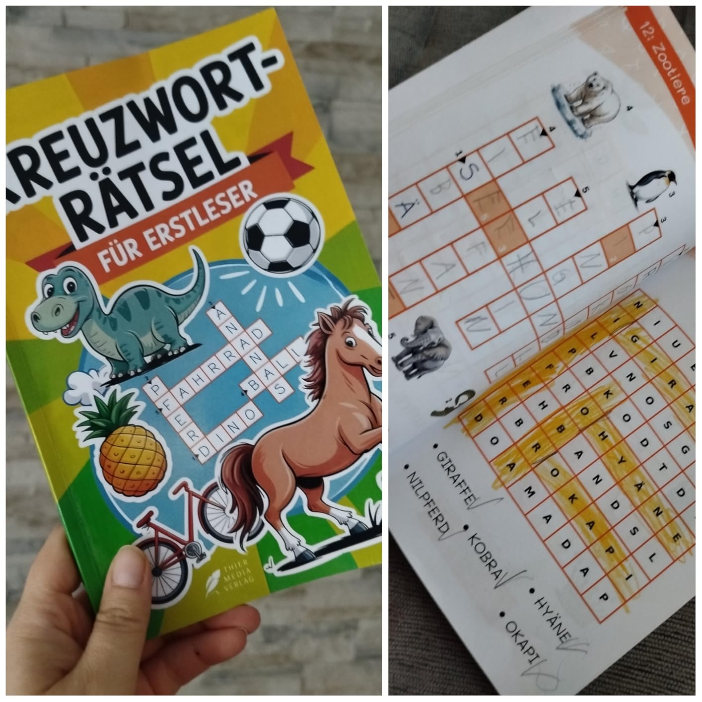 Kreuzworträtsel für Erstleser – Rätselbuch ab 6 Jahren: Lesen und