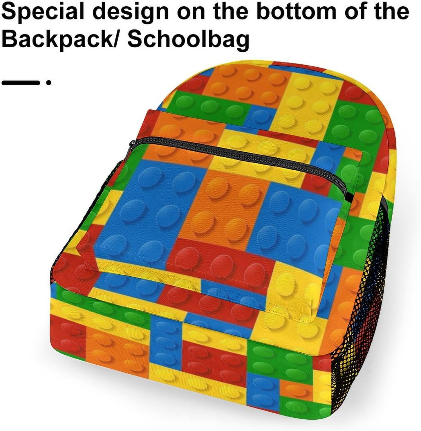 Kids Colorful Building Blocks Bricks Backpack Multifunctional Casual Daypack For College School Bookbag Travel Outwork